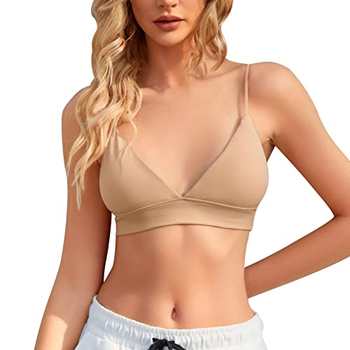 Image of INIBUD Bralette for Women Triangle Cups Removable Padded Wire Free Pull On Closure