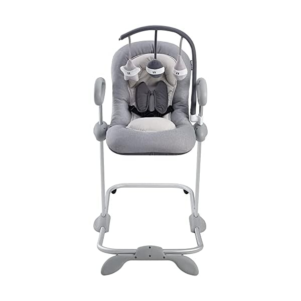 BÉABA, Up & Down III - Babywippe - Wippe für Babys und Kleinkinder - Höhenverstellbar - Schaukelfunktion und 4-fache Höhenverstellung - Ergonomisch und sicher - Grau – Bild 4