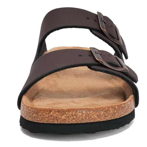Torotto Mens Slides with Cork Footbed Open Toe Adjustable Webbing Flat Sandals for Walking | Beach | Indoor3