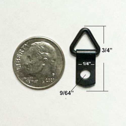 Image of Mini Triangle Picture Hangers, 10 Count, Black, Extra Heavy Steel, 0.6mm Thick - with Screws