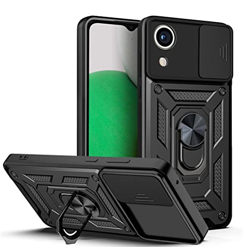 bojioderf Compatible with Samsung Galaxy A03 Core Case,Compatible with Samsung Galaxy A03 Core 4G SM-A032F Magnetic Bracket [PC+TPU] 2 in 1 Slide Lens Black