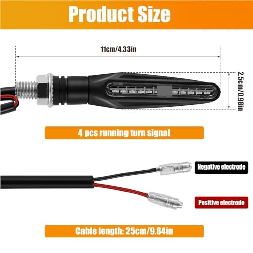 Intermitentes secuenciales de flujo continuo para moto con luz trasera integrada pack de 4 7