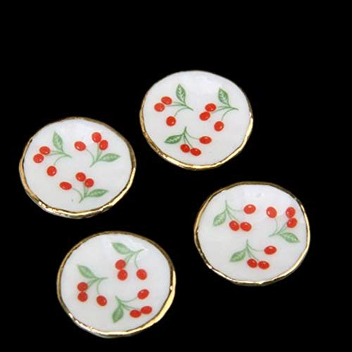 NiceJoy Puppen Haus Zubehör, Puppen Haus Möbel Puppenhaus Miniatur Tee Set Porzellan Tasse Pot Teller Platte Blumen… – Bild 5