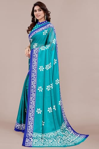 Image of MIRCHI FASHION Saree for Woman Chiffon Batik Printed | Lightweight Daily Wear Women's Office Sari with Blouse Piece (Available in 40 Colours)