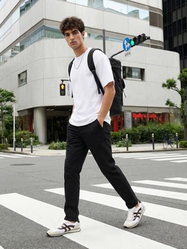 Image of Nobero Chino Pants for Men | Oversized Fit | Multiple Pockets | Elasticated Waist | Casual & Utility Wear