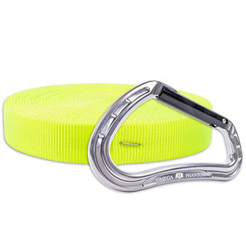 Rock-N-Rescue 25-Foot Webbing and Carabiner Combo | Heavy-Duty, Versatile Rigging Tool for Outdoor Adventures | Expert Construction for Strength & Lasting Durability (Neon Yellow)