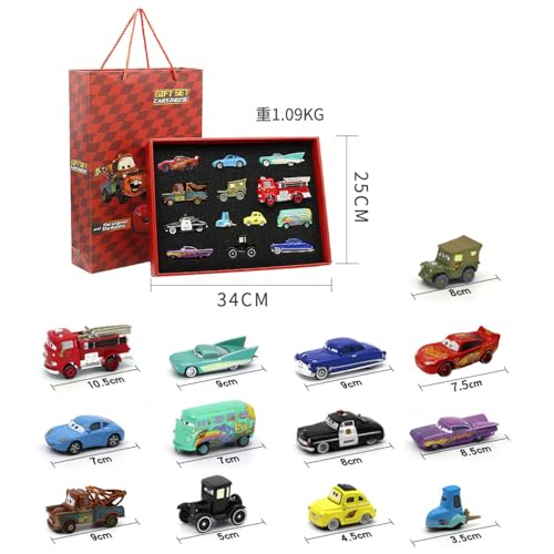 Set de 13 autos de película Cars en caja de regalo miniatura 2