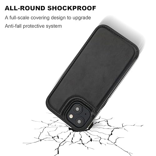 ONETOP Compatible with iPhone 15 Wallet Case with Card Holder, PU Leather Kickstand Card Slots Case, Double Magnetic Clasp and Durable Shockproof Cover 6.1 Inch (Black) by ONETOP - Used condition - Image 6
