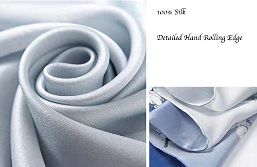 Andantino 100% Mulberry Silk Long Scarf For Women Large Shawls For Headscarf And Neck- Oblong Hair Wraps With Gift Packed (Blue&White Plum Flowers) #TOP3