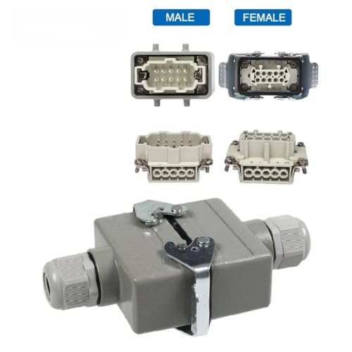 Conector de socket industrial HDC HE rectangular de 16 pines para alta corriente 4
