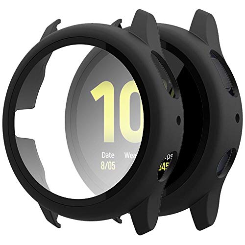 Miimall per Samsung Galaxy Watch Active 2 44mm Pellicola salvaschermo in vetro temperato, [Full Cover] Custodia protettiva antiurto anti-graffio per PC per Galaxy Watch Active 2 44mm -Nero
