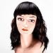 Produktbild AOMOSA Short Curly Bob Black Mischfarben Ombre Brown Perücken mit Pony für Frauen Hitzebeständige synthetische Vollhaarperücke täglichen Gebrauch 16