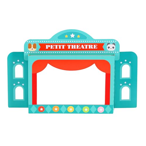 Petit Collage: Petit Friends Puppet Theatre Set | Includes 1 Double-Sided Stage, 5 Double-Sided Puppets, and 3 Accessory Sheets | Make Your Own Puppets and Stories | Great for 2-4 Players and Ages 3+