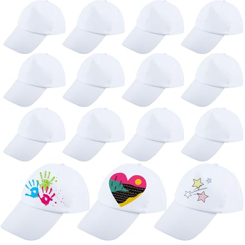 Image of Adult DIY Baseball Caps Bulk White Blank Baseball Hat Adjustable Sport Ball Cap for Men Women Running Fishing Travel