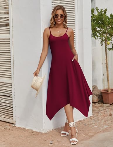 Image of Zeagoo Women Summer Midi Dresses 2026 Hawaiian Bohemian Beach Cover Up Sundress Spaghetti Strap Casual Dress with Pockets