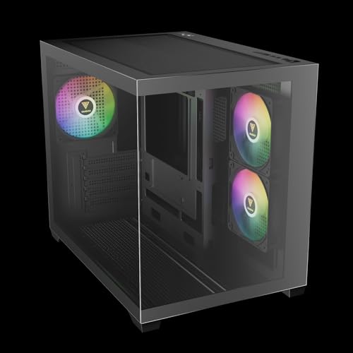 Image of GAMDIAS Aura GC10m V2 Argb Micro-Tower Computer Case /Gaming Cabinet | Supports Micro-ATX, Mini-ITX | Pre Installed Side 2 x 120mm RGB /Rear: 1 x 120mm RGB Fan | Black