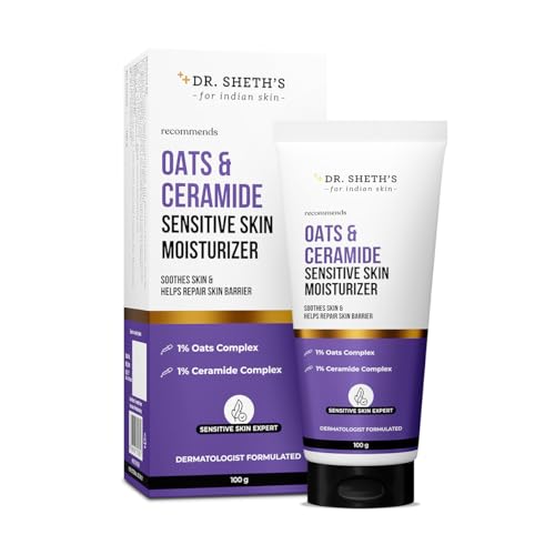 Image of Dr. Sheth's Oats & Ceramide Oil-Free Face Moisturizer for Dry | Sensitive Skin | Dermatologically Tested | To Calm, Strengthen & Restore Barrier |100 g