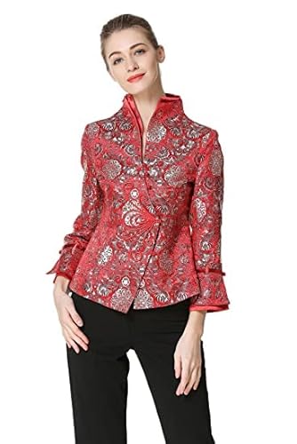 Luxurious Red Silk Brocade Fabric with Striking Metallic Gold Accents - 44 Inches Wide, Perfect for Elegant Attire and Home Décor 3 Luxurious Red Silk Brocade Fabric with Striking Metallic Gold Accents - 44 Inches Wide, Perfect for Elegant Attire and Home Décor - Image 2