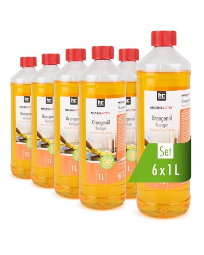 Höfer Chemie MICROACTIV Nettoyant Concentré à l'Huile d'Orange 6 x 1L - Dégraissant Universel, Élimine Graisses, Adhésifs et Taches - Fabriqué en Allemagne