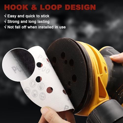 Image of 100 PCS 5 Inch Sanding Discs 800 Grit, 8 Hole Aluminum Oxide Hook and Loop Round Sandpaper for Random Orbital Sander