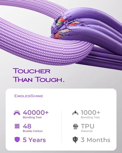 Image of Short USB C Cable PD 240W(2 Pack), 6 Inch Keychain USB C Cable /Phone Lanyard USB-C to Type-C Cables /Fast Charging Cable for Phone17 /16 /15 Samsung Galaxy Tablet Laptop External SSD(Purple)