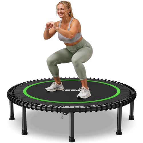 BCAN 450LBS/550LBS Foldable Mini Trampoline, 40"/48" Fitness Trampoline with Durable Bungees, Stable & Quiet Exercise Rebounder for Adults,Great Mini Trampoline for Indoor/Garden Workout - 2