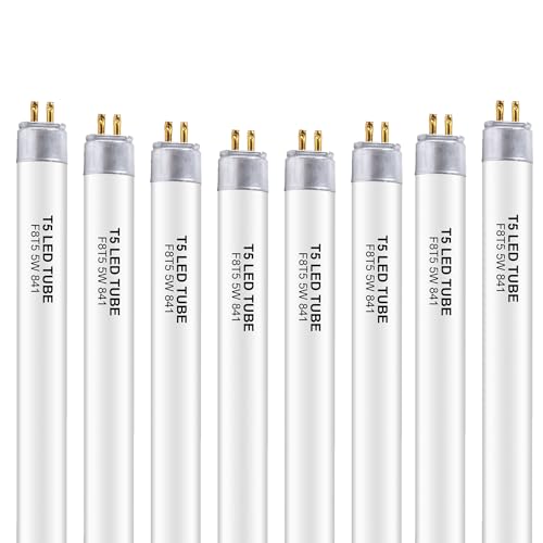 Wesome Lighting 8 Pack 12 Inch F8T5/CW LED Replacement Bulbs 4100K Cool White T5 LED 5 Watts Replace Fluorescent Bulb with LED Replacement Tube for Counter and Cabinet Fixture