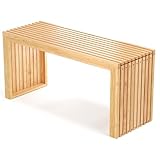 Gartenbank aus Bambus mit robuster Outdoor-Versiegelung – Sitzbank für Garten, Balkon und Terrasse – Balkonbank 90x33x43 cm – Holzbank Outdoor bis 250 kg belastbar