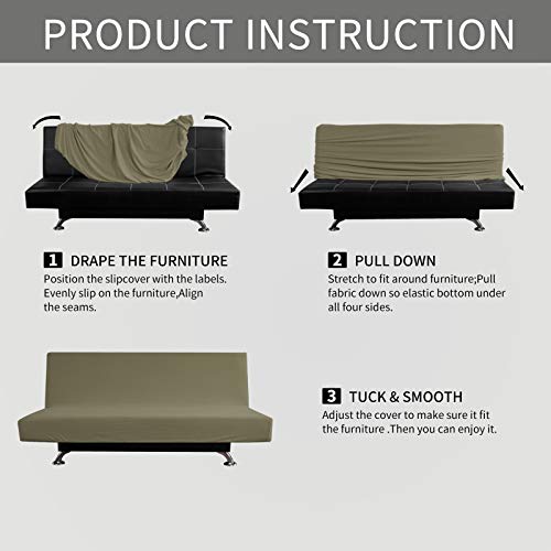 Image of Easy-Going Stretch Large Futon Slipcover Armless Futon Cover Khaki