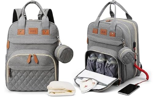 Pañales Mochila Multifuncional, Mochila de Bolsa de Pañal con Cuna Impermeable, Pañalera Moderna, Bolsa de Cambio de...