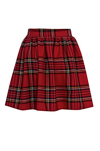 Image of Miss Skinny New Womens RED Black Ladies Tartan Skater Mini Skirt Elasticated Waist Size 8-20 (14, Red)