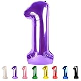 Number Balloons 40 Inch Purple 1, Big One Balloons for 1st Birthday For Girl Boy 11 21 31 Balloons for Wedding, Celebration Party, Graduations