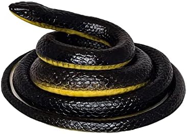 FunFamz The Original Fake Snake Toy Pack - Rubber Snakes Realistic & Plastic Snake Prank, Rubber Snakes to Keep Birds Away, Large Rubber Snake Black, Toy Snake That Looks Real, Realistic Snake Toy