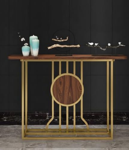Image of Accent Table, Side Table, Small end Table, and Rectangular Bedside Table with Contemporary Home Accents for The Living Room, Bedroom, Office, and Console Table (Gold Brown)