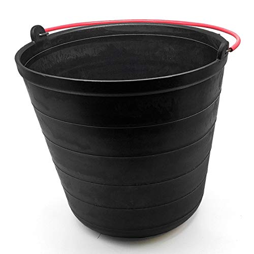 ARTEMA Tradineur - Cubo de plástico Negro 10 litros, asa metálica Forrada, 26 x 25 cm, Cubo Redondo Multiuso, Limpieza, Camping, Pesca, jardinería