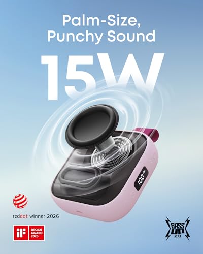 Image of Soundcore Boom Go 3i Portable Bluetooth Speaker by Anker, 15W Punchy Sound, 24H Playtime, IP68, BassUp 2.0, Emergency Charging, Bluetooth 6.0, Waterproof Speaker for Hiking /Cycling /Camping (Pink)