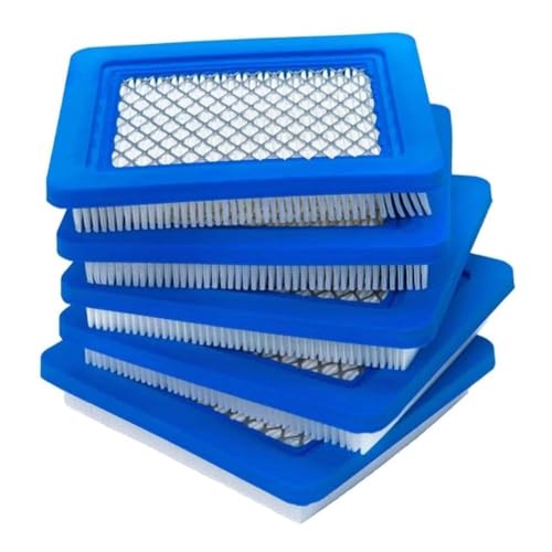 Tidevib Paquete de 5 filtros de aire para cortacésped rotativo 491588 399959 491588S, 114 x 132 x 21 mm, blanco y azul, papel de filtro y malla metálica robot aspiradora