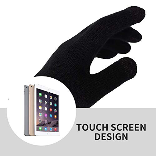 TMEOG Wintermütze Herren Mütze Schal Handschuh-Sets, Touchscreen Handschuhe Beanie Warme Mütze Strickmütze Winterschal Herren mit Fleecefutter