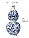 Dahlia Blue and White Vase, Handmade Chinese Porcelain Flower Vase, Lotus Motif, Gourd Shape 12 Inches