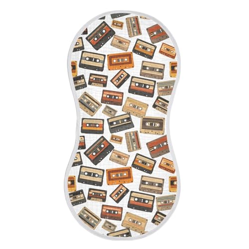 J JOYSAY Music Tapes White Baby Burp Cloths for Boys Girls Large 22''x11'' Cotton 4 Layer Burp Clothes Set for Drool Babies one sizex1