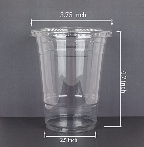 Image of Golden Apple Cup series, 16oz-50sets Clear Plastic cups with Flat lids X hole, BPA Free