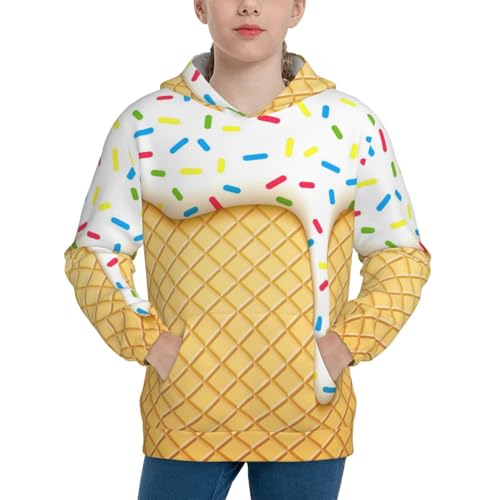 White Ice Cream Kids Pullover Hoodies Boys Sweatshirts Girls Athletic Clothes with Pocket