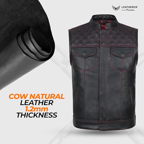 Leatherick Mens Soa Combine Biker Leather Club Vests | INDIA - View #6