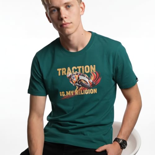 Image of Men's Round Neck Graphic Printed T-Shirt, Red | Premium Cotton Casual Riding Tee | Comfortable Regular Fit Crew Neck for Bikers & Everyday Wear