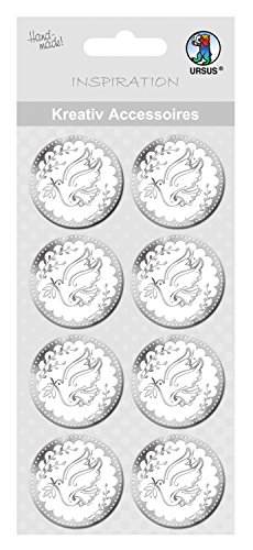 Ursus 564000302 - Kreativ Accessoires Charity, Taube, silber, 8 Stück, selbstklebend, aus verschiedenen hochwertigen Materialien, zum Dekorieren von Karten und Geschenke Ursus 564000302 - Kreativ Accessoires Charity, Taube, silber, 8 Stück, selbstklebend, aus verschiedenen hochwertigen Materialien, zum Dekorieren von Karten und Geschenke