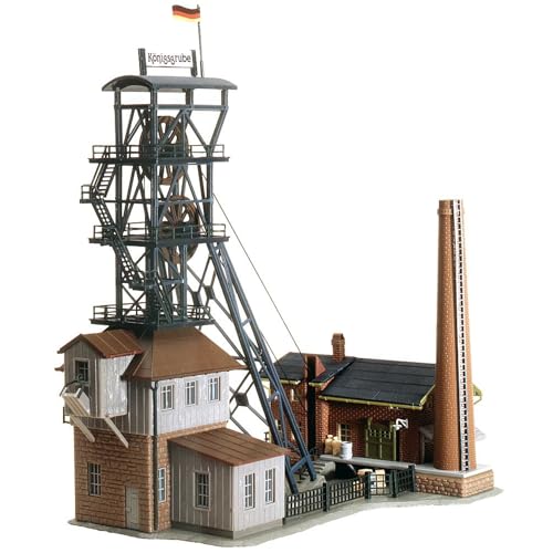 FALLER Förderanlage Königsgrube Modellbausatz mit 209 Einzelteilen 174 x 118 x 184 mm I Modelleisenbahn Zubehör N I Modelleisenbahn N Schachthalle