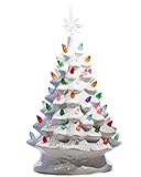 ReLIVE Christmas is Forever Lighted Tabletop Ceramic Tree, 16-Inch White Tree with...