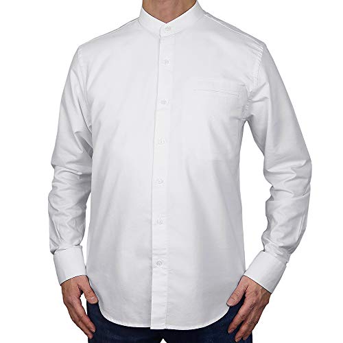 Sinologie Chemise col Mao boutonné en Coton Oxford Blanc (L) Cover