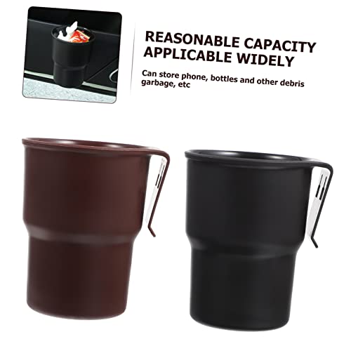 Portavasos y bote de basura para carro negro 2 piezas miniatura 2