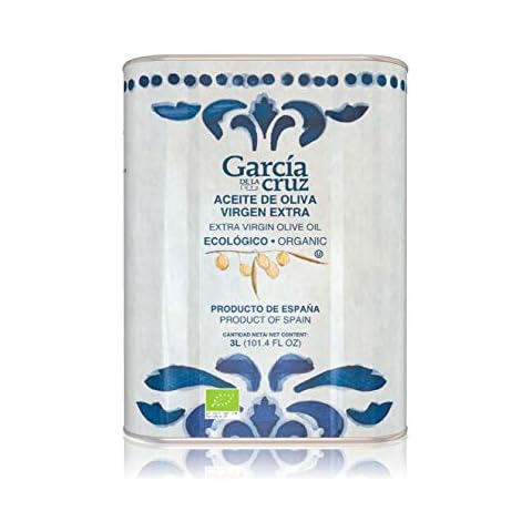 García de la Cruz - Organic Extra Virgin Olive Oil, Montes de Toledo, Recycled PET Container, 3L Tin Can Cover
